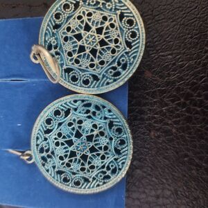 Intricate Blue Filigree Earrings